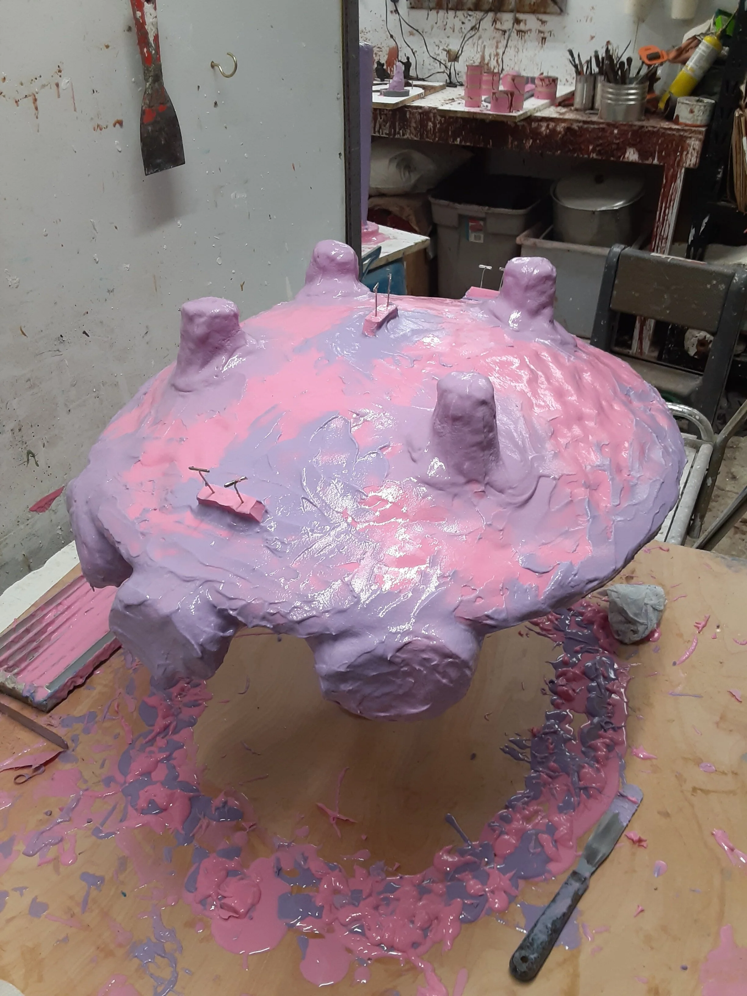 Wax positive turtle shell covered with rubber for the mold.jpg