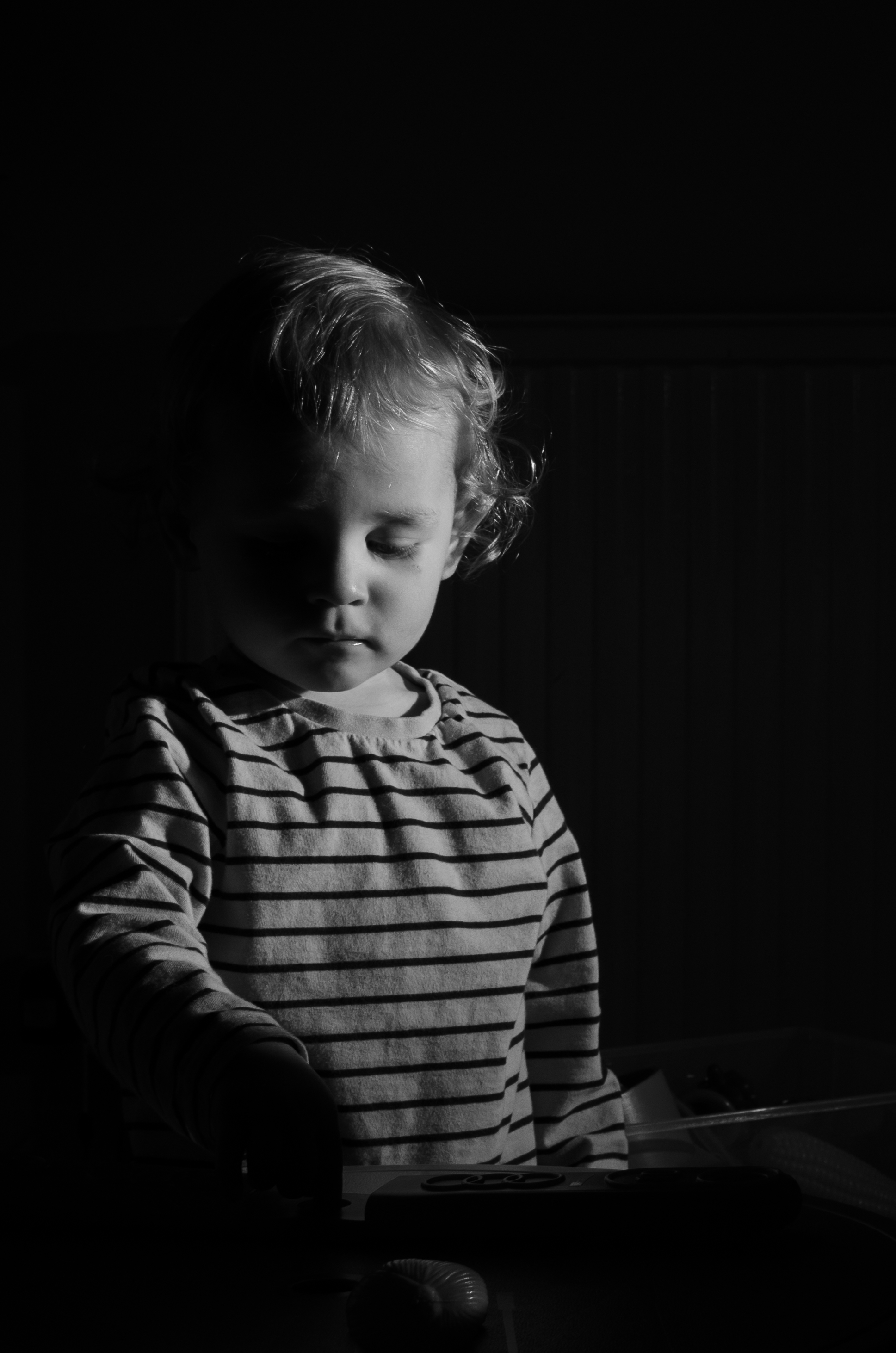 Black and white portrait of a boy