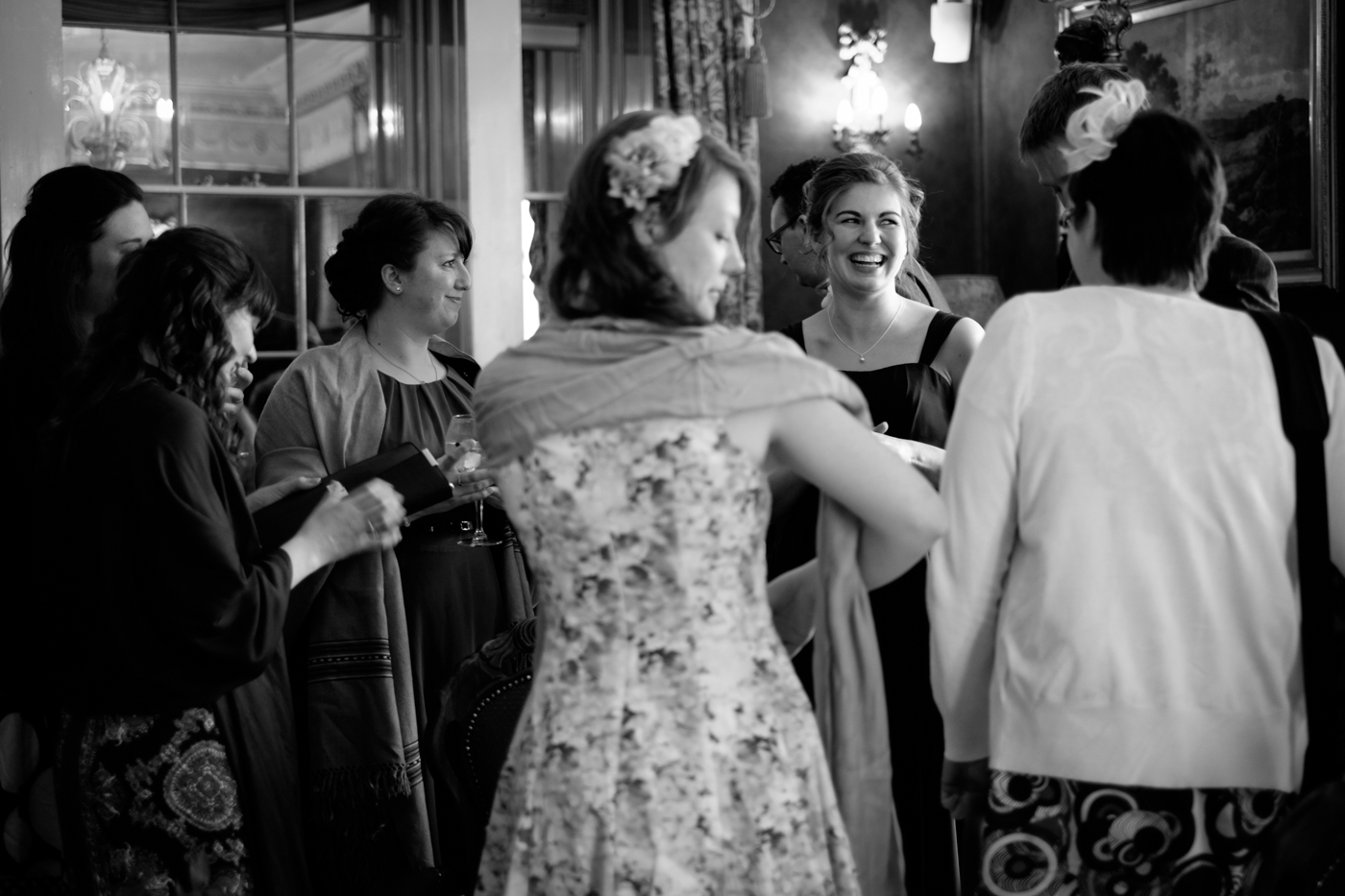 The bridesmaid and friends catching up before the ceremony, caught the smile love moments like these. 