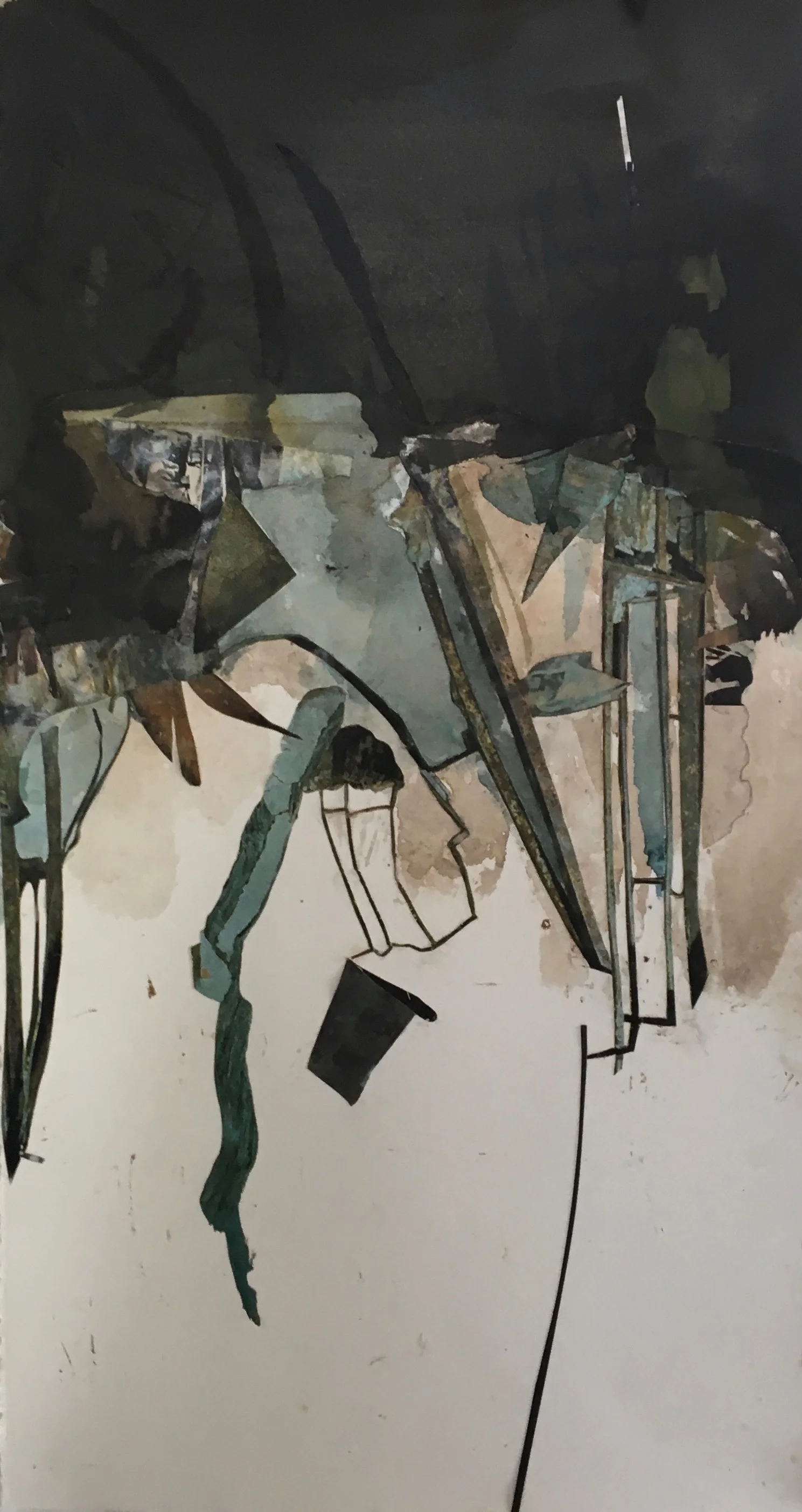 The Tipping Point, Mixed Media, Watercolor and Monoprint on Paper, 2016