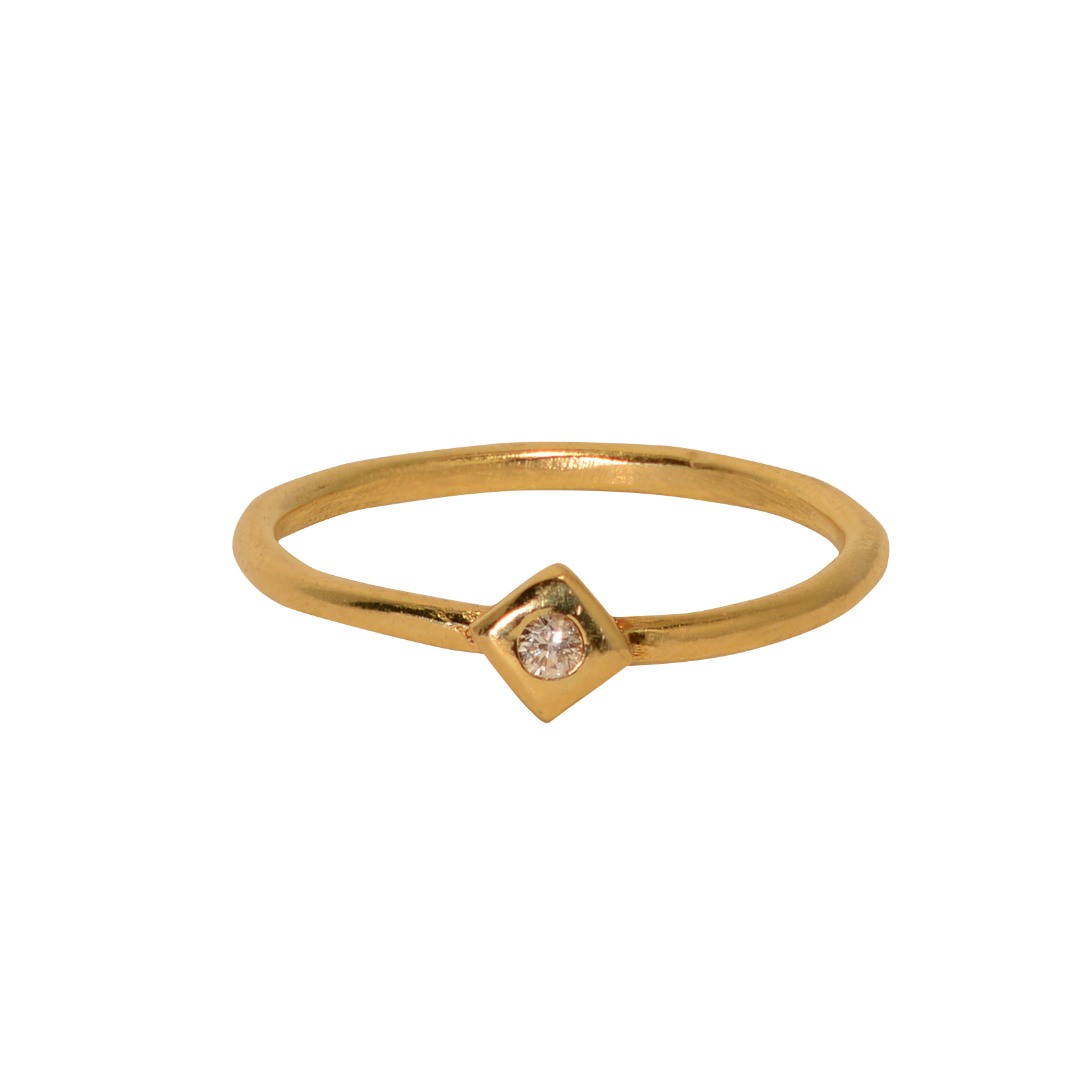 1 Gram Gold Forming Pink Stone With Diamond Delicate Design Ring - Style  A948