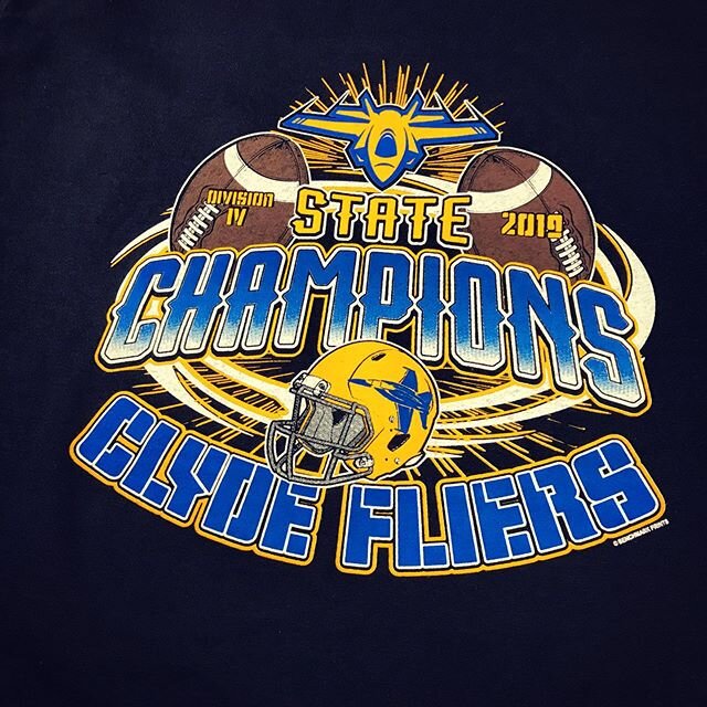 CONGRATULATIONS on the BIG WIN, CLYDE FLIERS!  Tees are available at Miller&rsquo;s Super Value and Benchmark Prints!