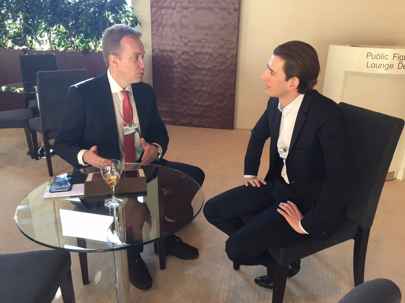 Außenminister Sebastian Kurz trifft norwegischen Amtskollegen, Borge Brende, in Davos. 22. Jänner 2016. Photo: BMEIA