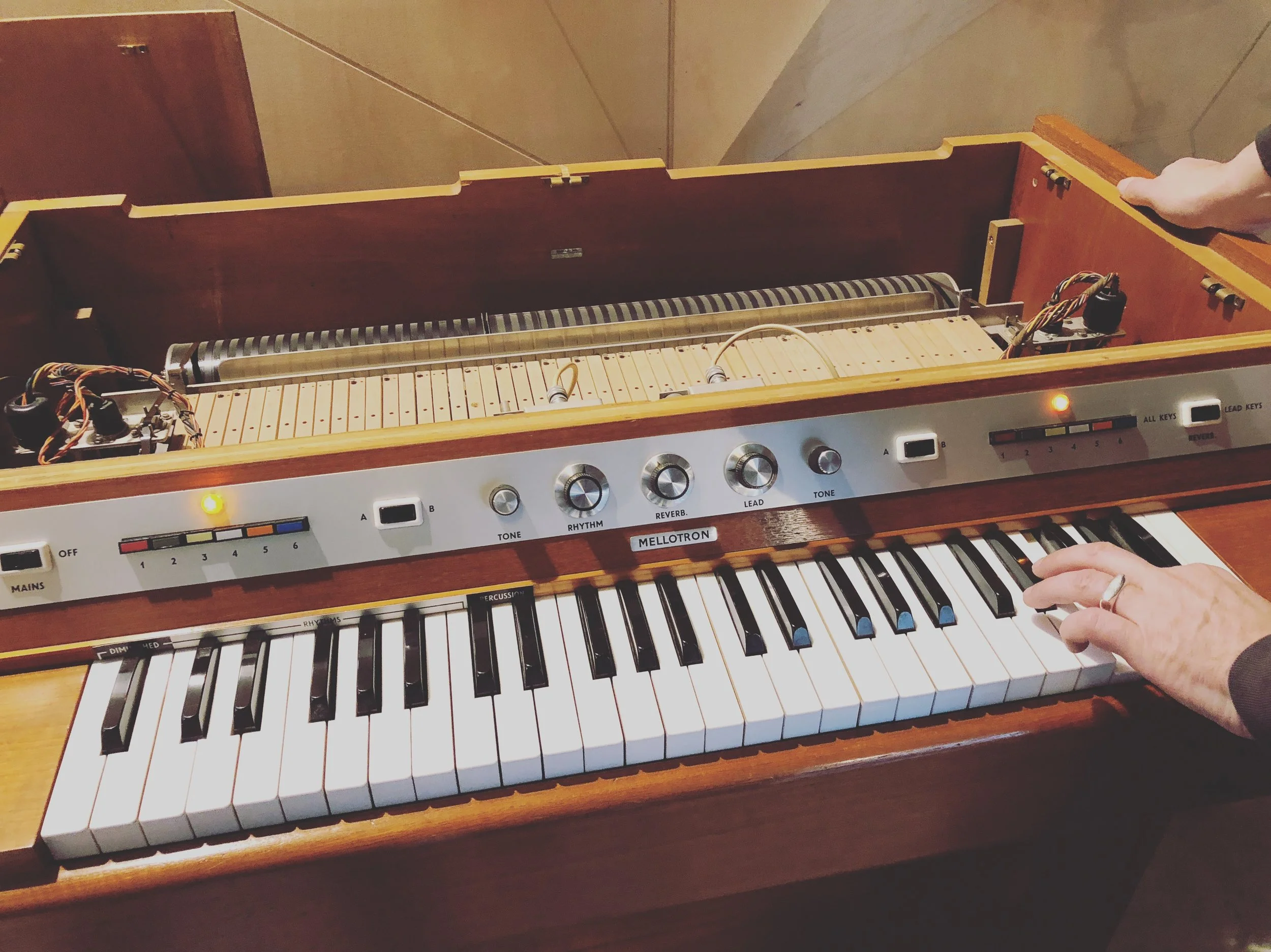 A Melotron. A real one. Did we use it? Yes, we did.