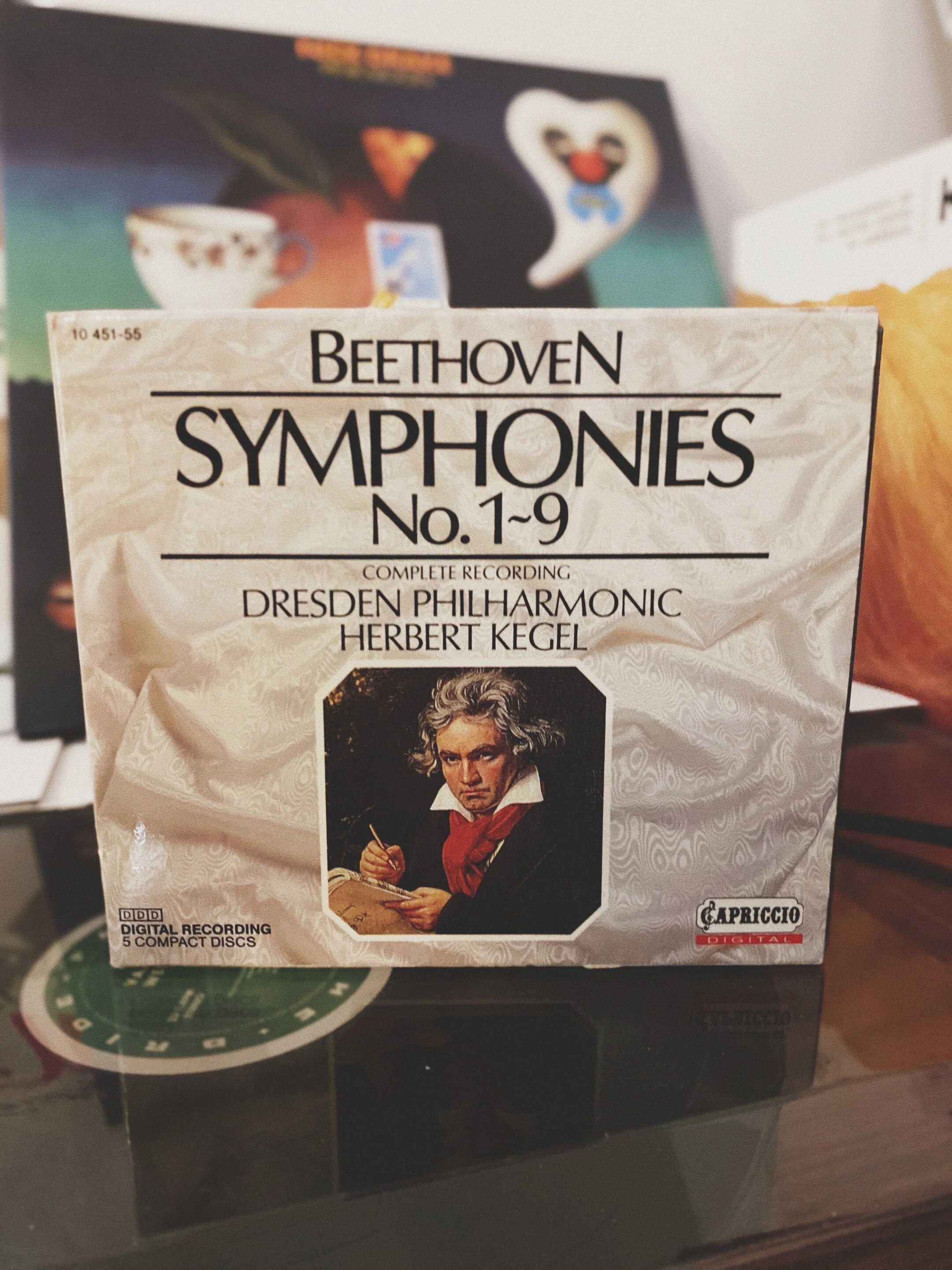 2. Beethoven: Symphonies 1-9   I was 9 when I got my first CD-player. Those little shiny discs from the future where expensive and I only had a few. My biggest treasures were  „Saxophon in Gold“  by  Max Greger  (still very effective if you’re having a romantic evening with your love interest) and the complete symphonies by our favorite angry looking composer buddy with hearing problems.  I don’t want to look pretentious here, but I listened to good ol‘ Ludwig almost every day. Especially  No 6  was my go to symphony after a hard day at primary school. My mother told me recently that I had discussions with my dentist as a kid which one of the big 9 was my favorite and why.  Did I already mention that I was a weird kid?