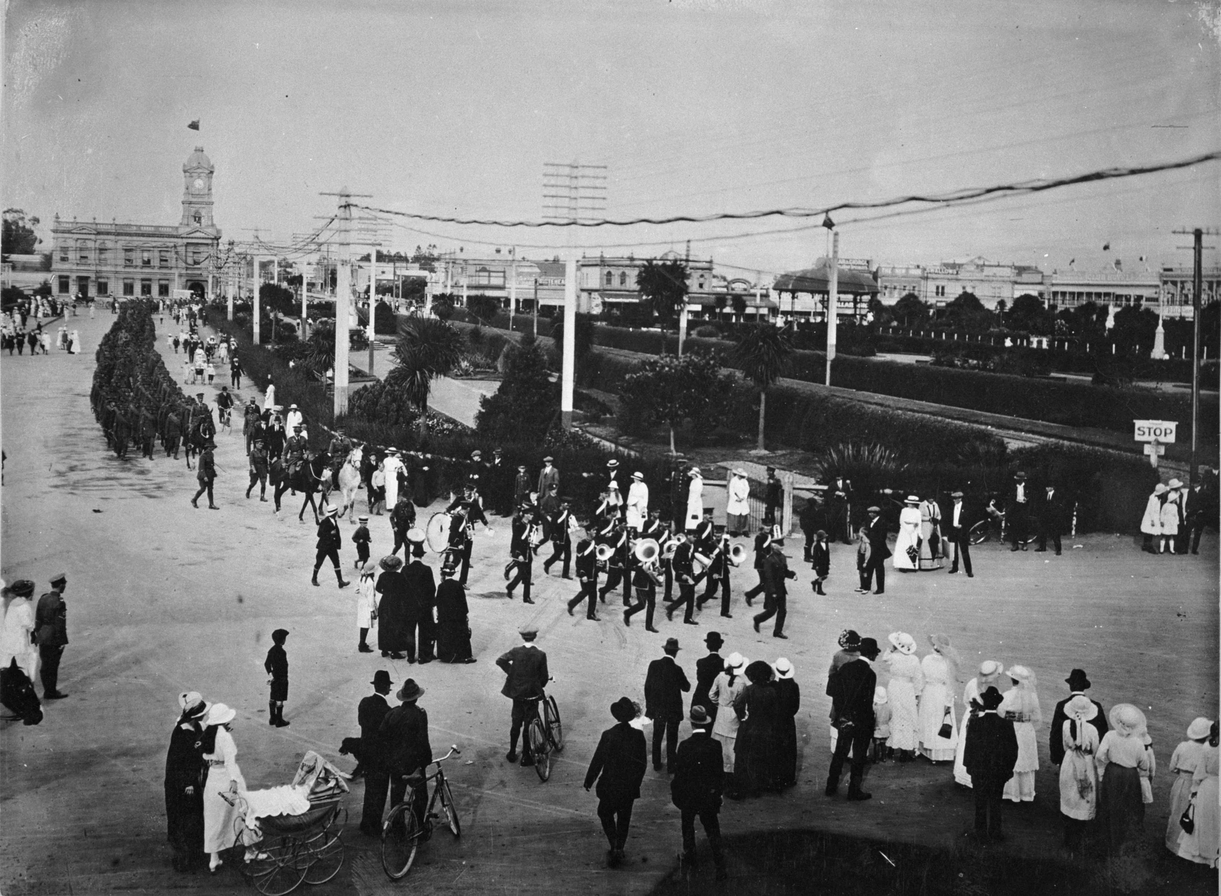 Soldiers march through The Square.