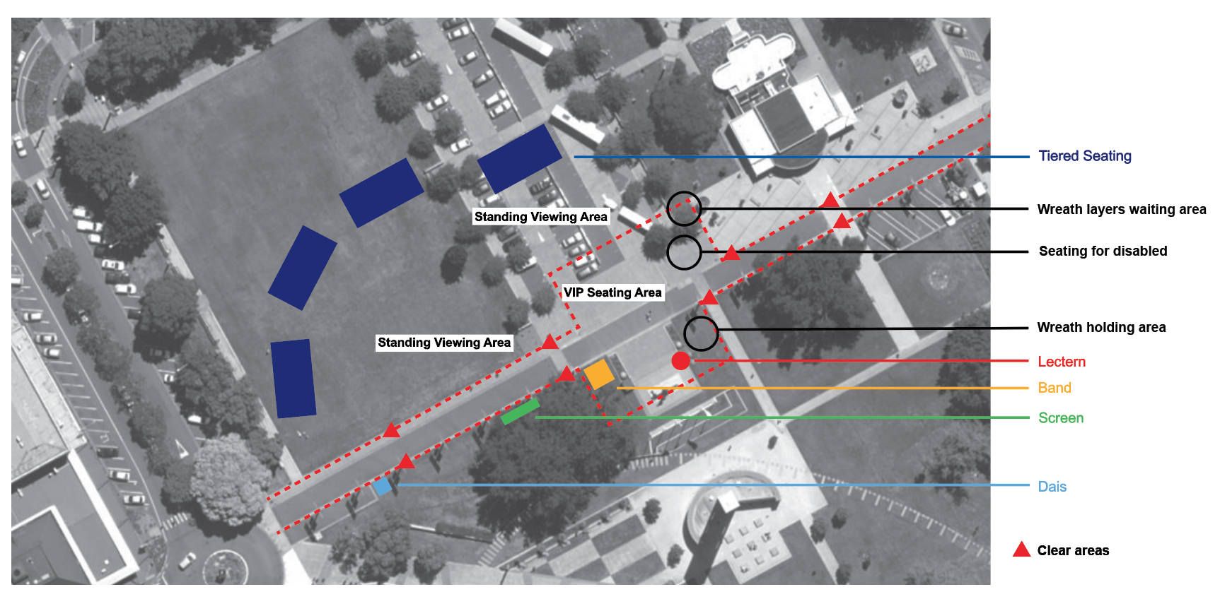 Layout of the Square for ANZAC Day 2016. Click on the map to enlarge