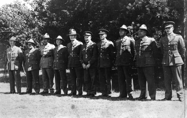Figure 5: The original officers of the 28th Māori Battalion, 1940. Brigadier Dittmer is fourth from the right. Source: 28th Māori Battalion website, URL: http://www.28maoribattalion.org.nz