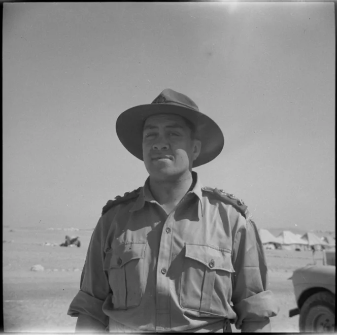 Figure 3: Wiremu Te Tau Huata in Egypt, 21 August 1943. Source: Alexander Turnbull Library, War History Collection (photographer: George Robert Bull), reference # DA-04461-F.