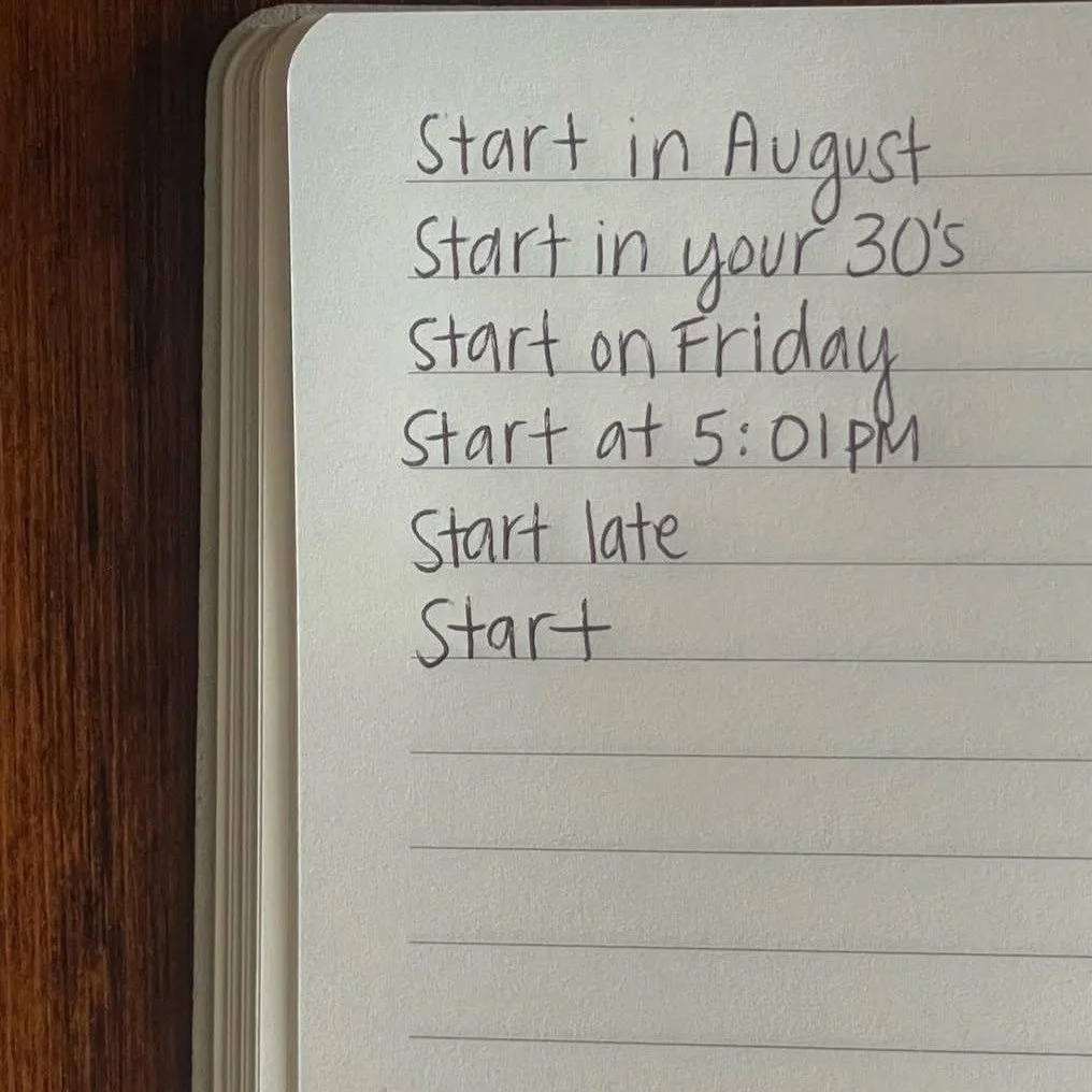 One of the biggest lessons I've learned in life is that it's better to do something late than never. It's OK to miss a day and jump back on the horse, do it and hate it, or start over again and again.
Leave behind the idea that you have to have a pe