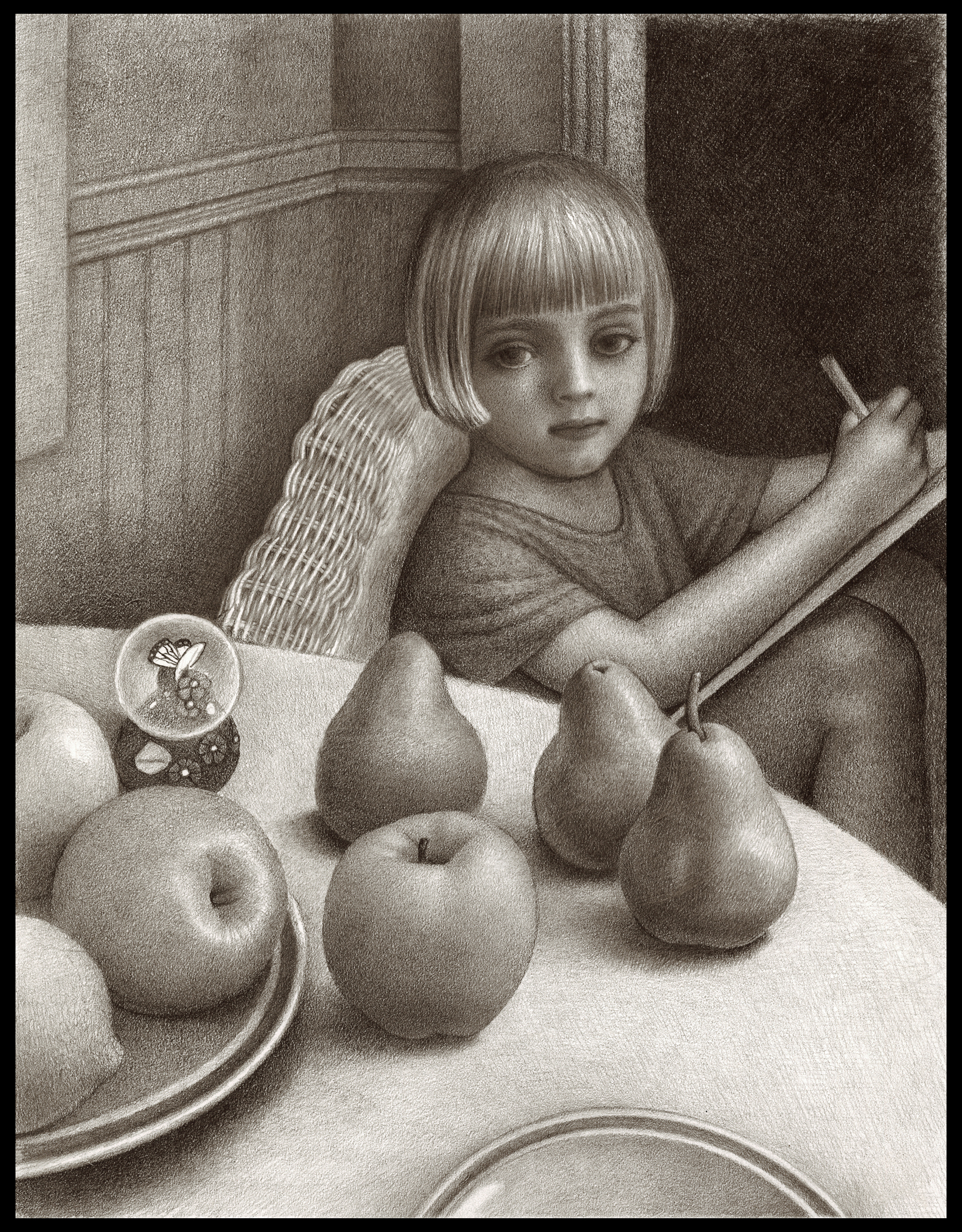  Young Observer (13"x10") Graphite on Rives 