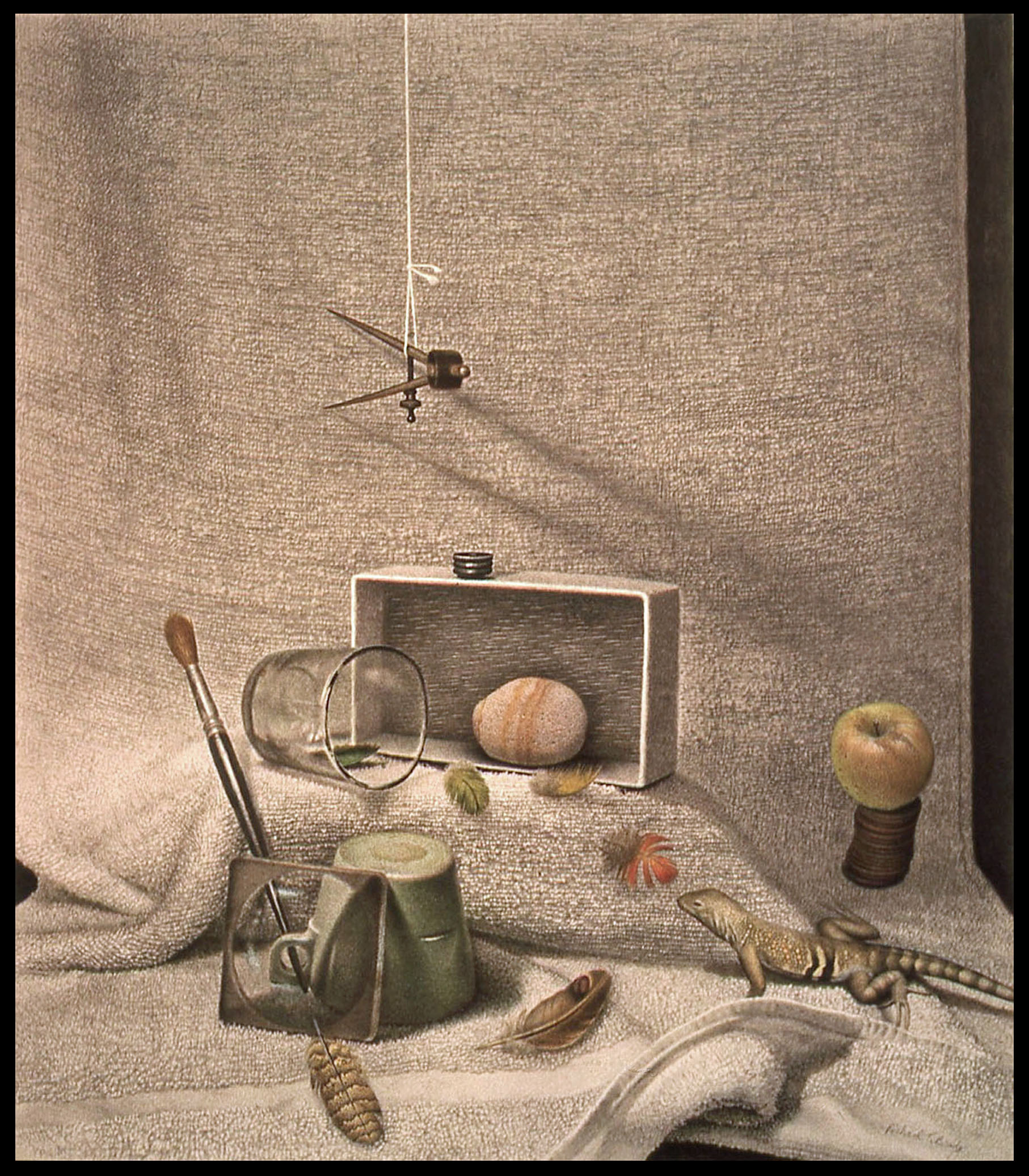  Still Life with Lizard (18"x14") Graphite and Watercolor on Mat board 