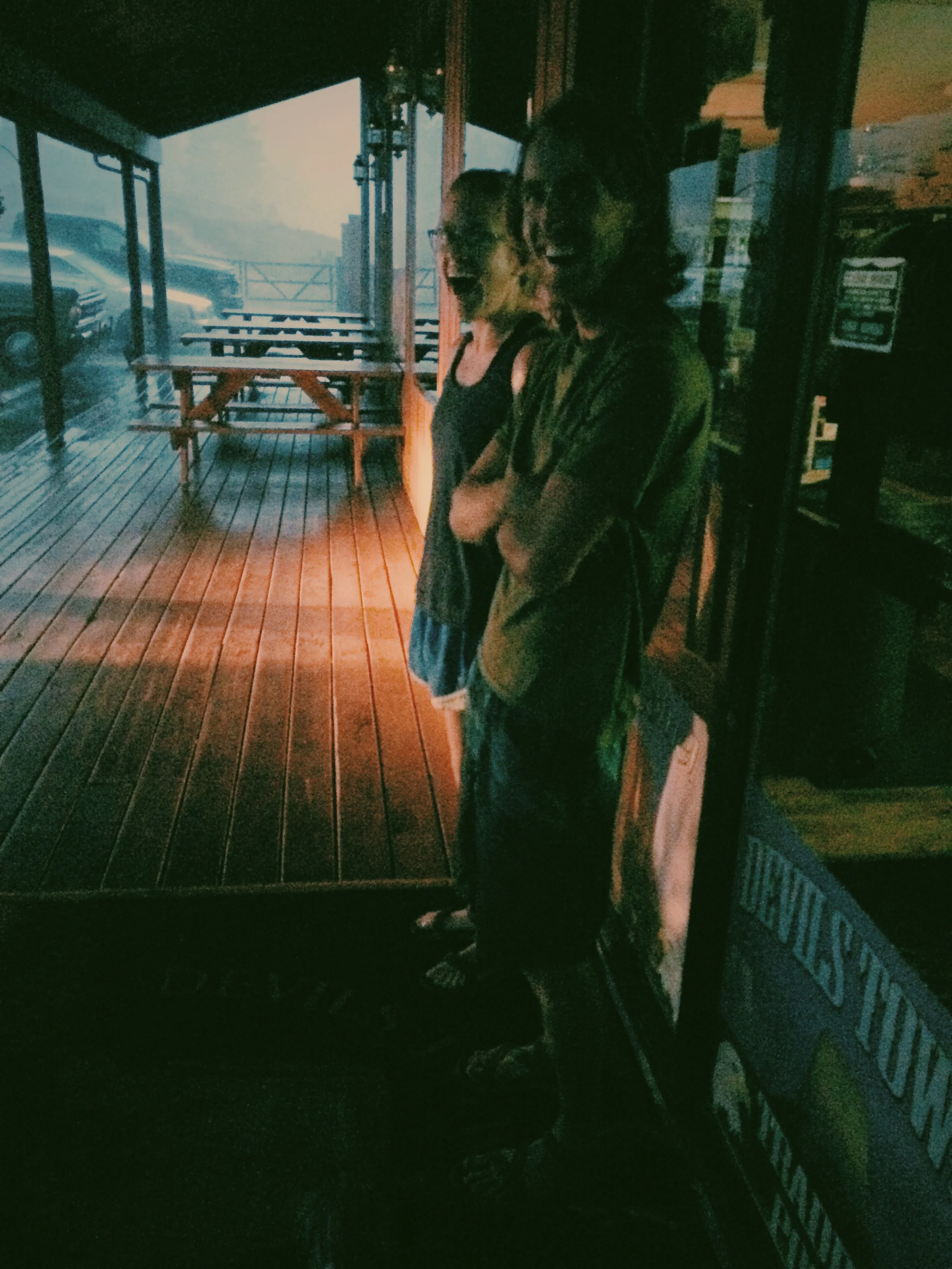 Cece and Daniel taking shelter