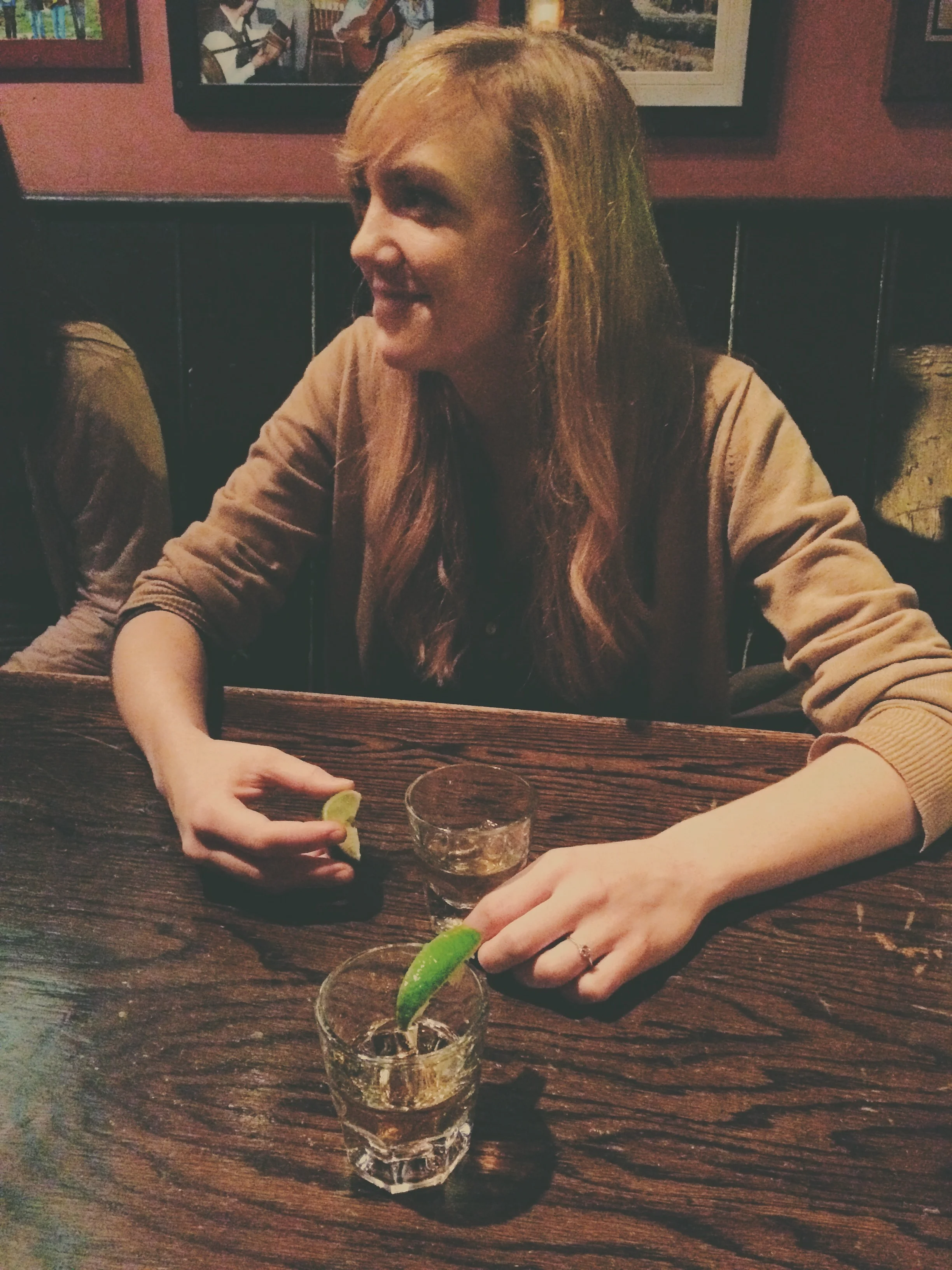 my first tequila shot with Hannah :) (check out the ring!)