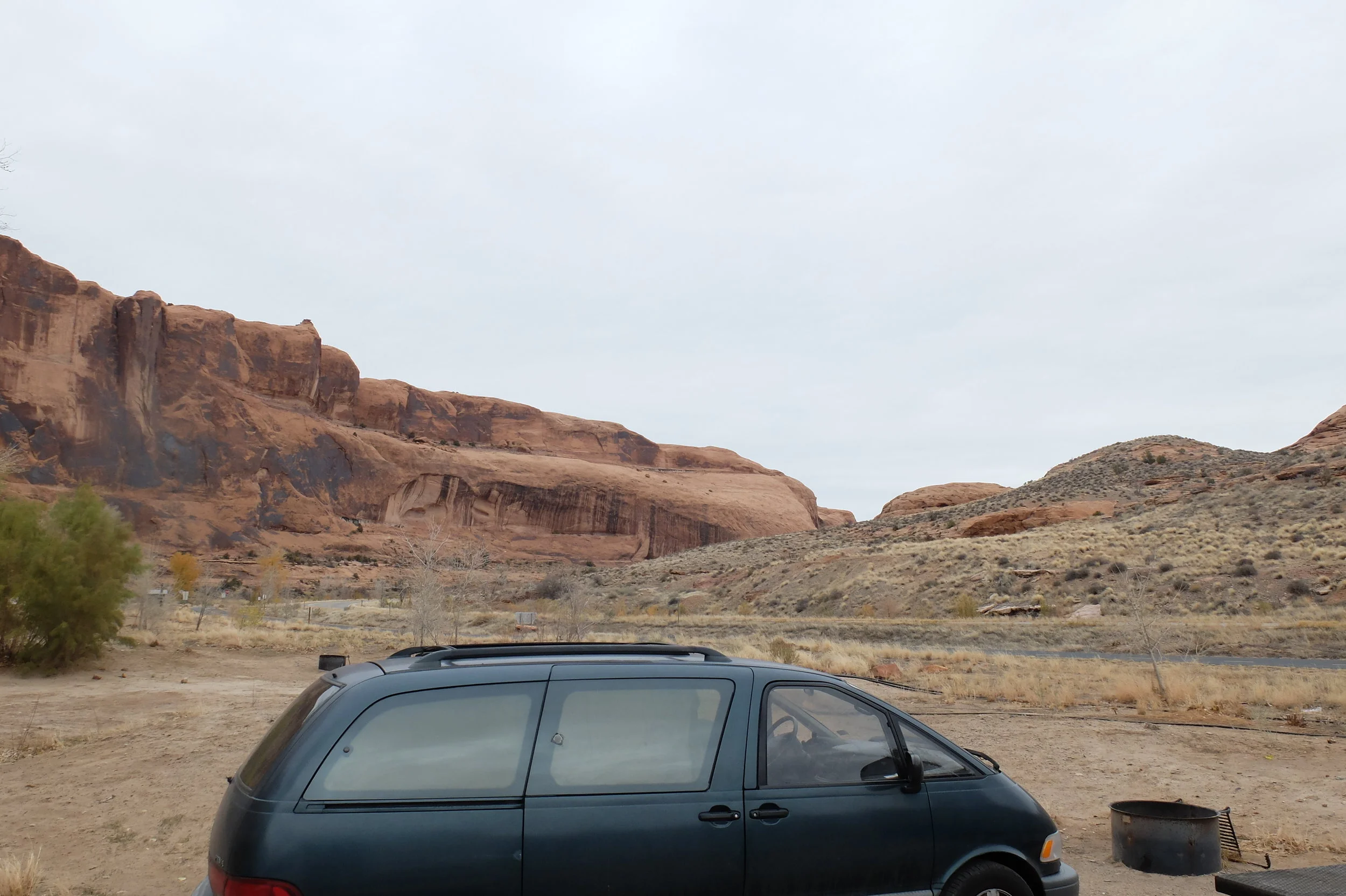Amanda and her van, Penny at Goose Island Campground