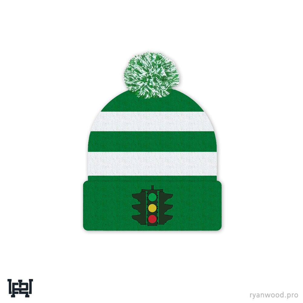 Green over the Red Tipperary Hill Pom Knit Beanie