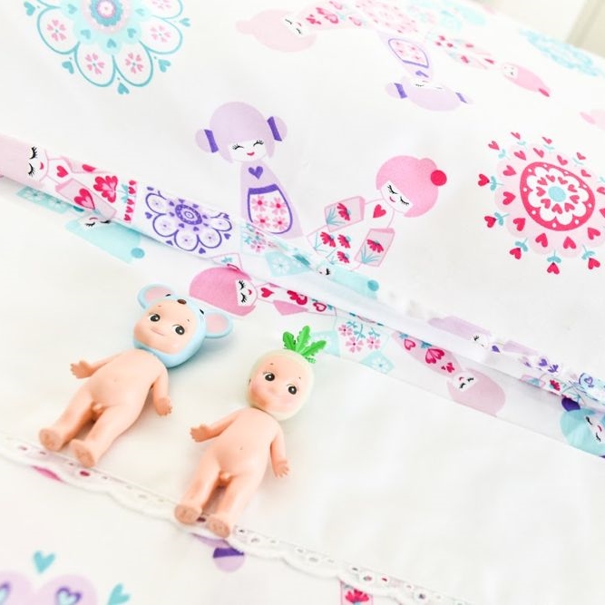 Organic Cotton Sheet Set - Moonlit Sleep - Doll Picnic Design