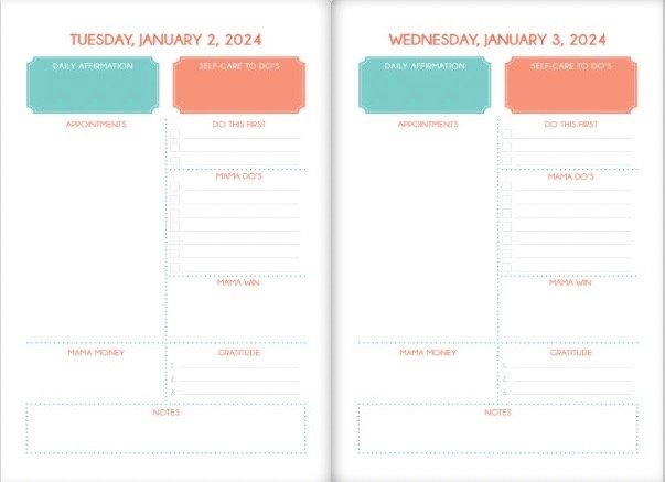 Mama Love Planner 2024 Daily - January day pages.JPEG