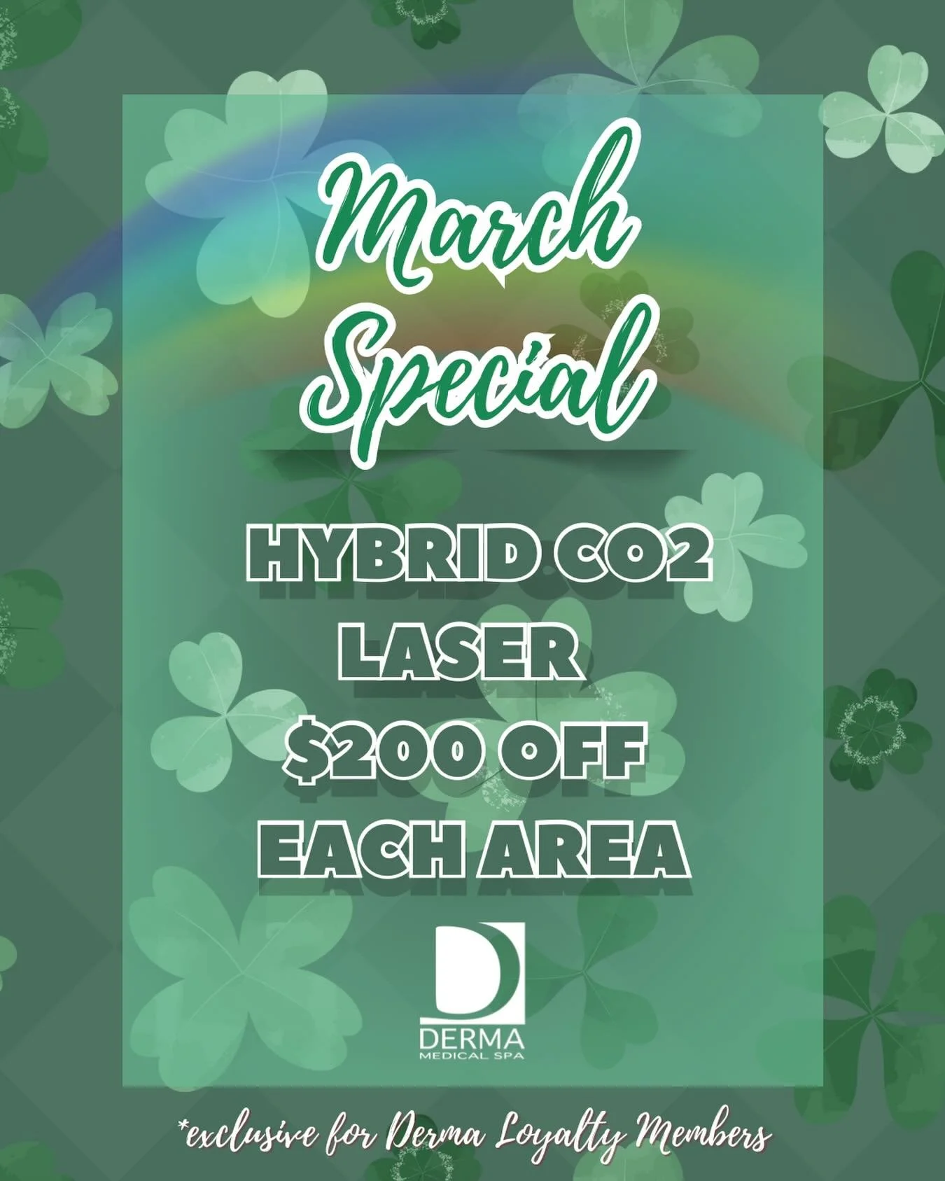 No luck 🍀 needed for glowing skin, just science 🧪! Derma&rsquo;s Hybrid C02 laser combines the power of the ablative C02, with the nonablative 1570 laser wavelengths. This powerful duo targets fine lines, wrinkles, tone, texture, acne and ance scar