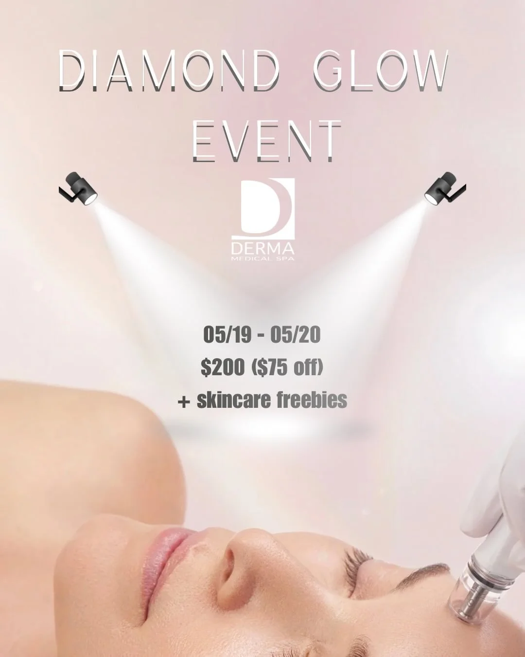 Ready for the ultimate skin refresh? Derma is hosting a 2 Day Diamond Glow Event, and you&rsquo;re invited! 💎
For two days only, experience our signature Diamond Glow Facial for only $200 (a total savings of $75!)
But it gets better... Not only will