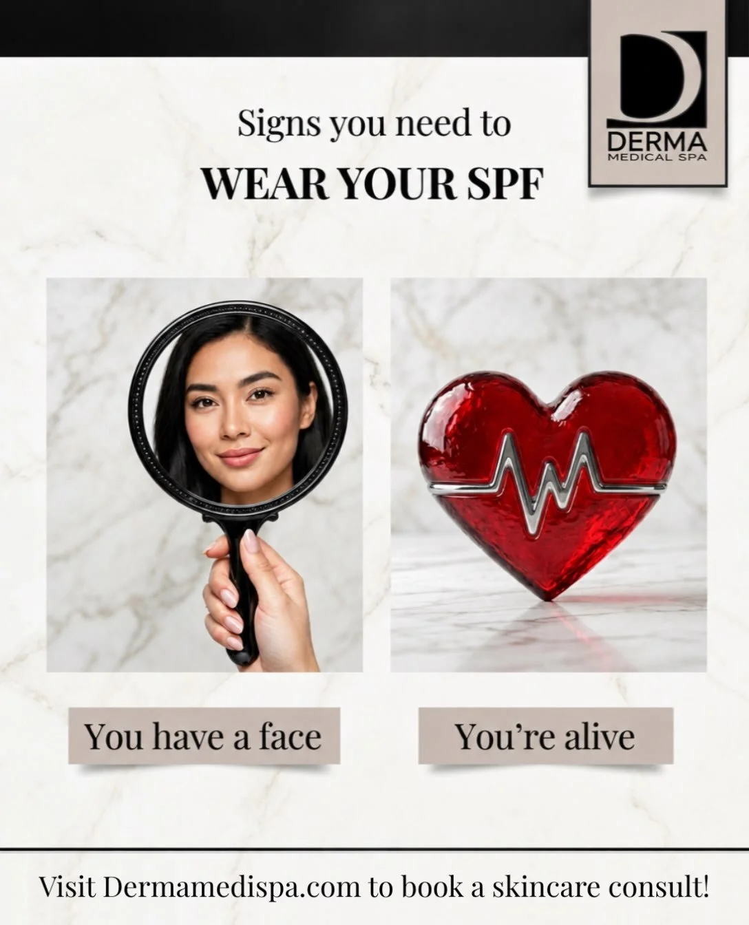 It&rsquo;s simple&hellip; everyone should wear spf and every single day! Here&rsquo;s some of Derma&rsquo;s favorites:
☀️Epicutis lipid shield
☀️EltaMD uv daily
☀️Sunbetter tone smart
☀️Epionce daily 
#skincare #health #sunscreen #medspa #olympia