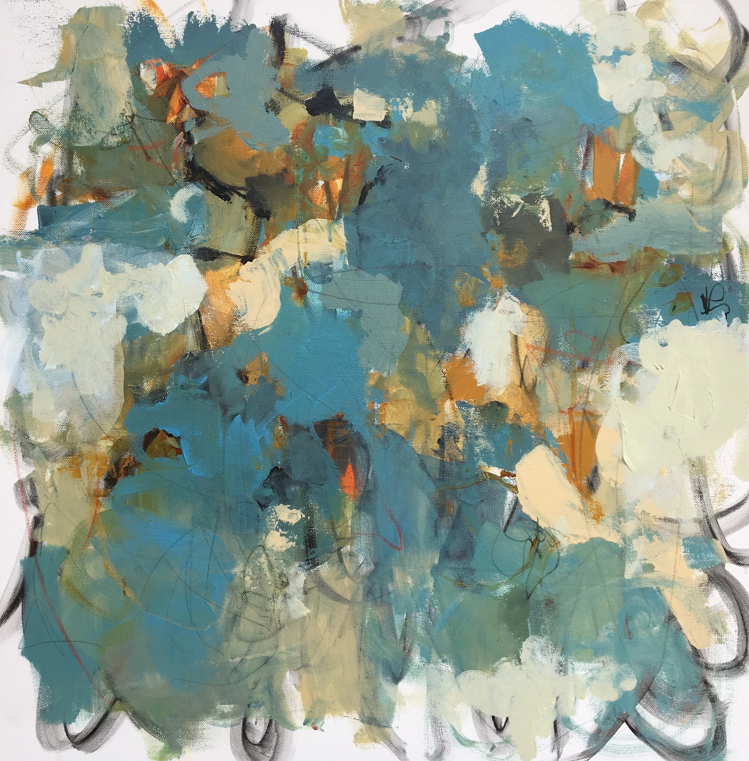  Boulder  24 X 24" Abstract Acrylic on gallery wrapped canvas.  2018 