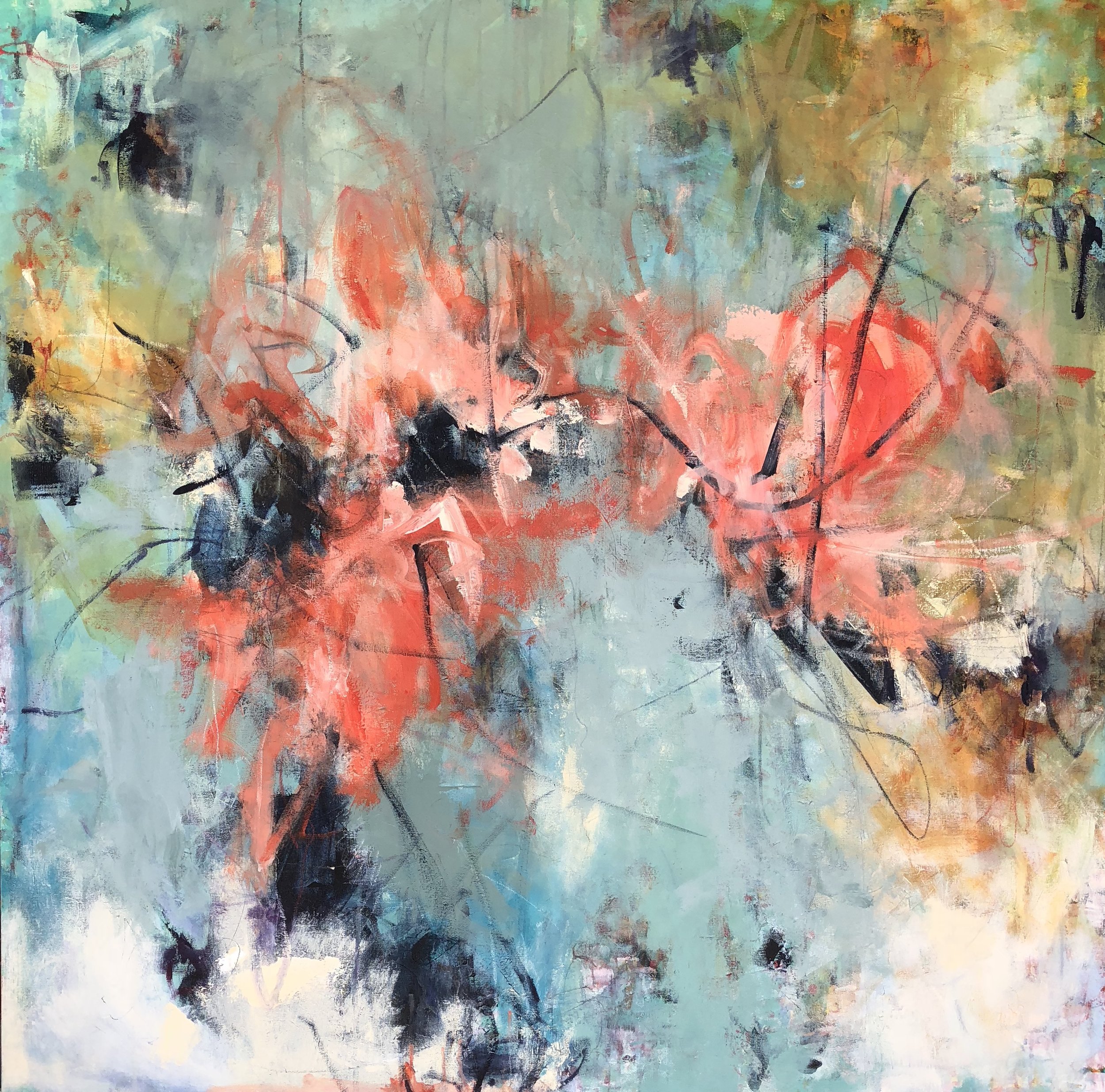 Little Koi Fish 46 X 46 Acrylic on gallery wrapped canvas. 2018