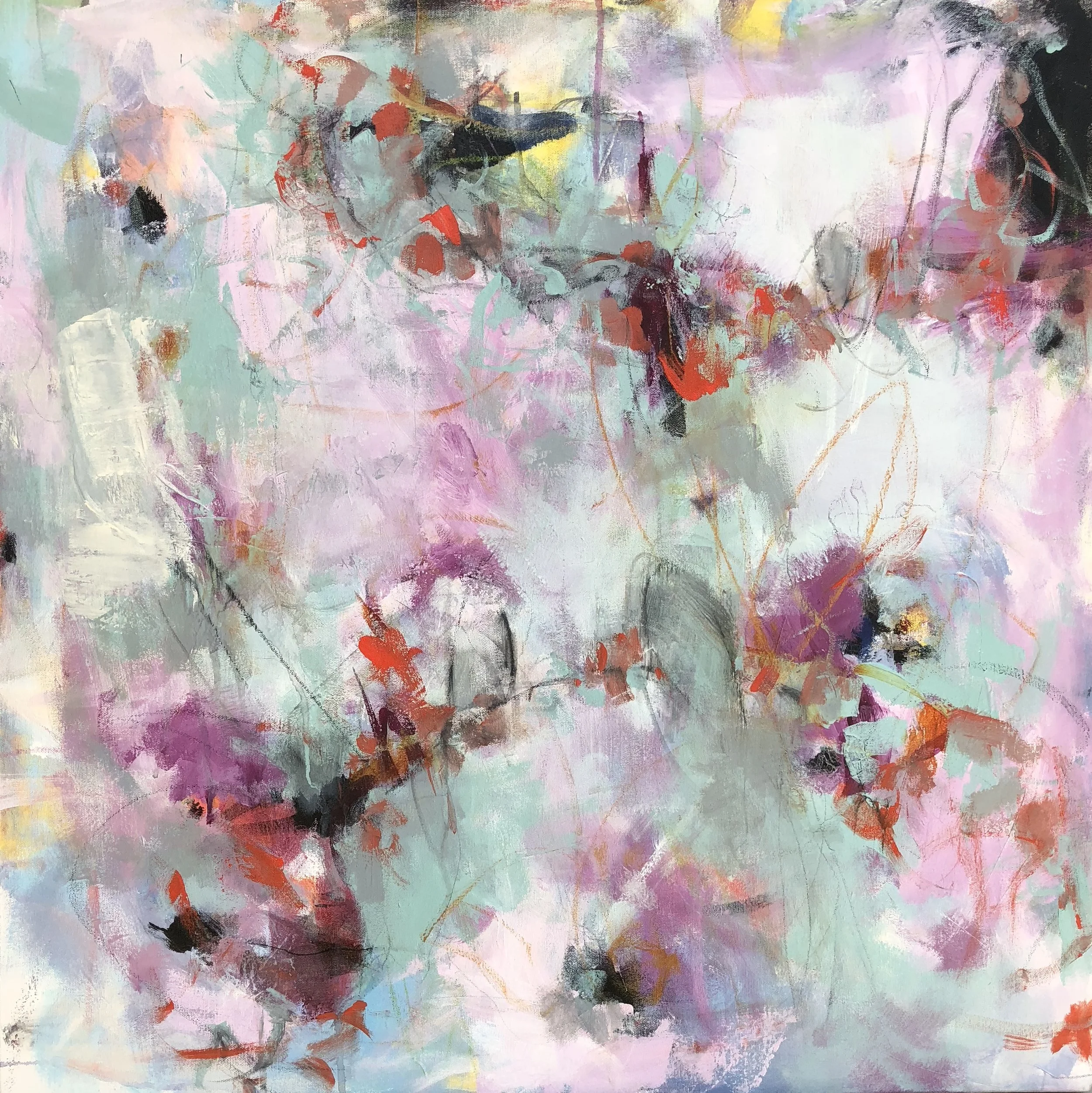 Speak Easy 30 X30 Acrylic on gallery wrapped canvas. 2018