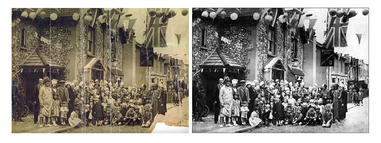 Creased and portions missing converted to black & white