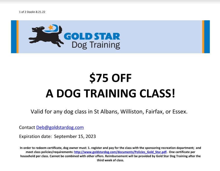 Dog Training $75 off