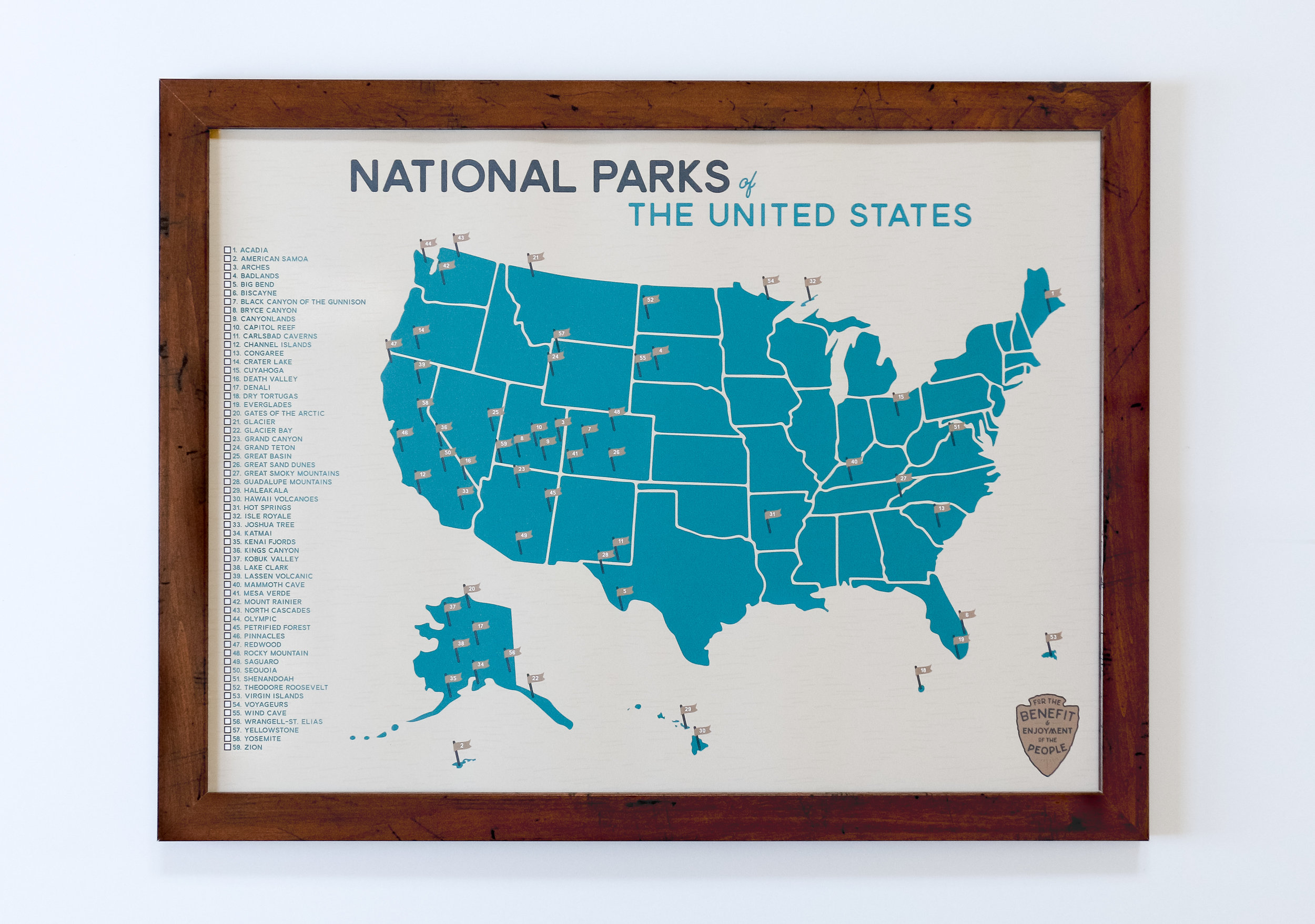 National Parks Map & Checklist