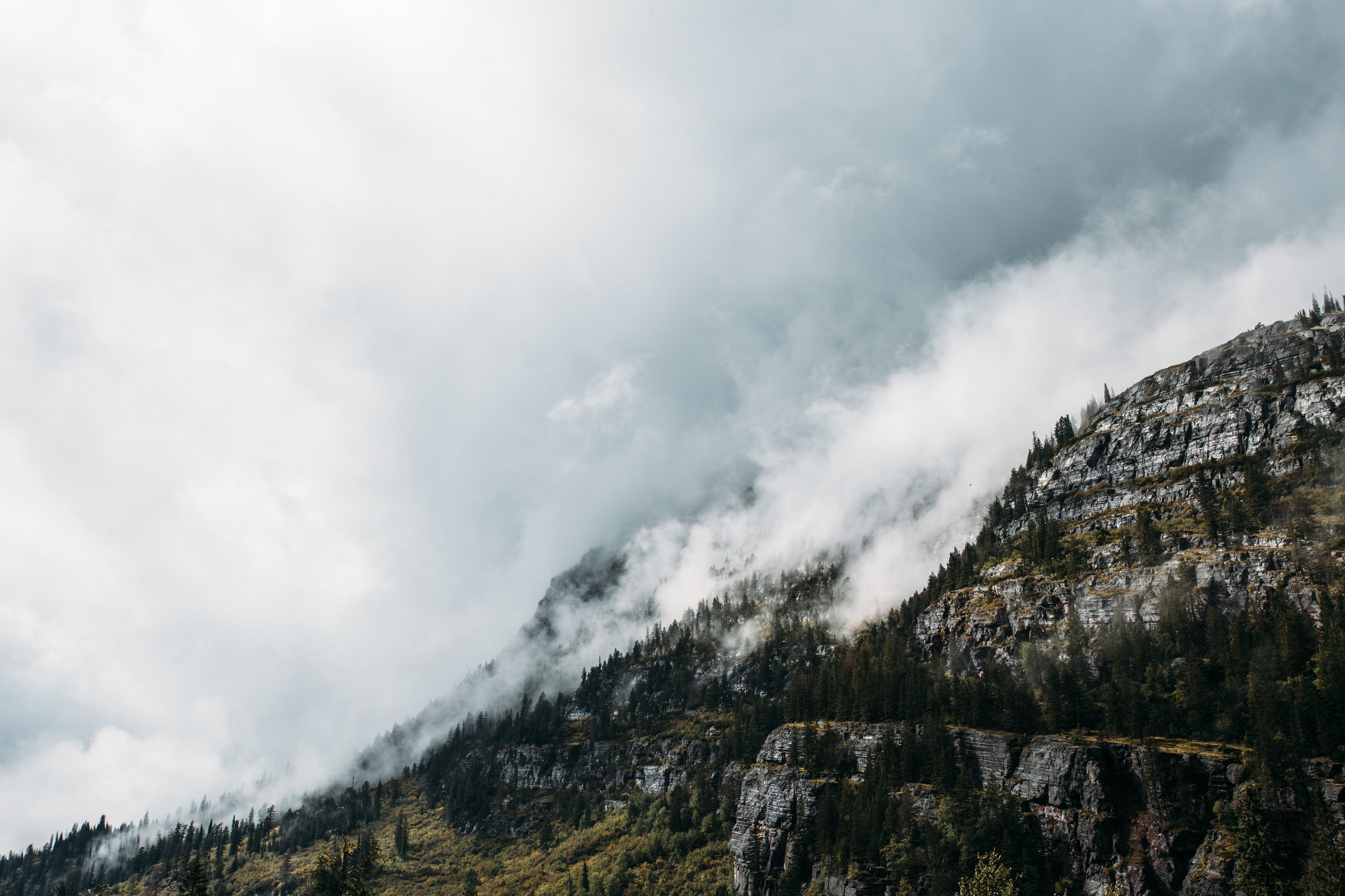 Misty mountains on the west side of the park