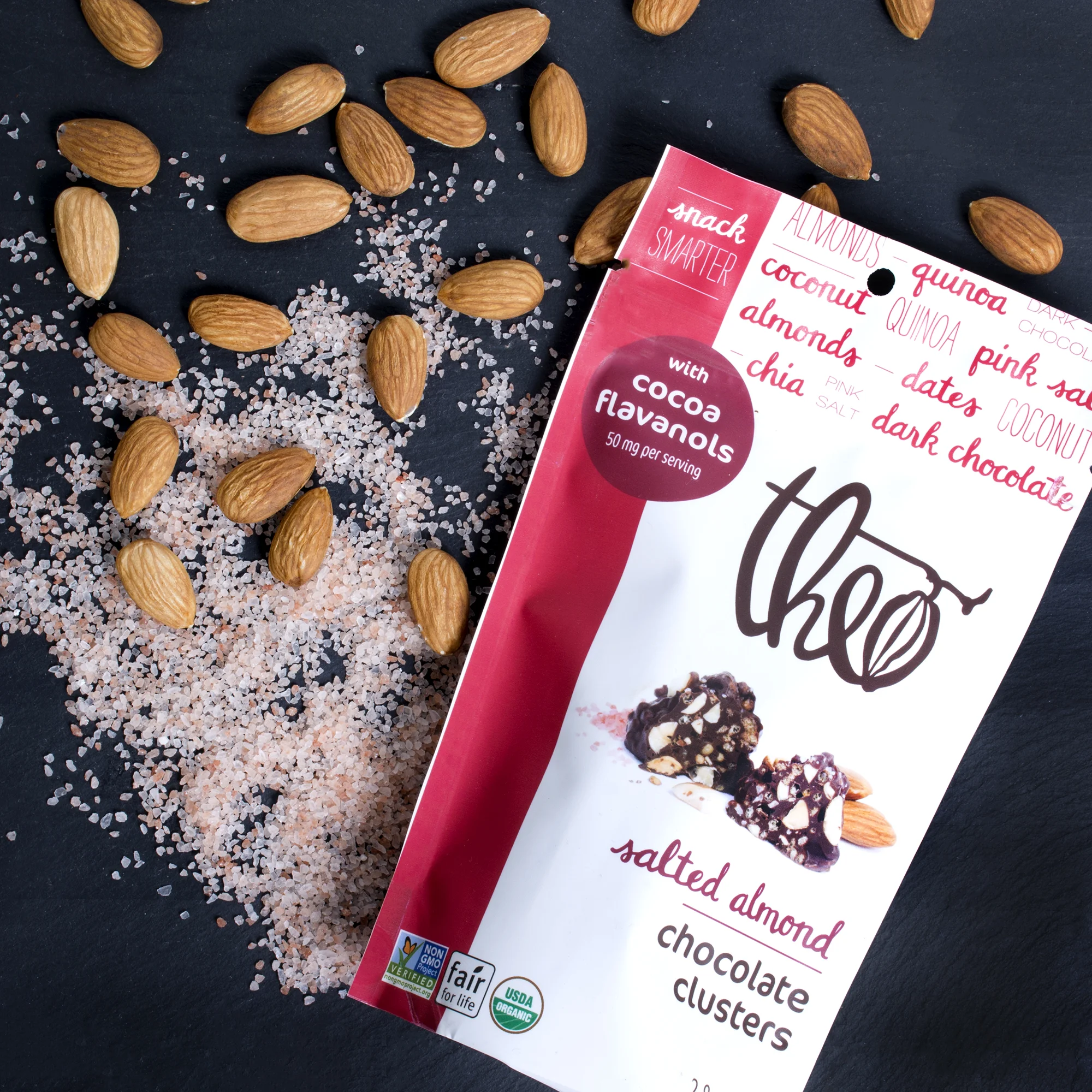 Theo Chocolate Clusters - Salted Almond, Package Design: Emily Raffensperger, Package Photos: Rebecca Pirwitz