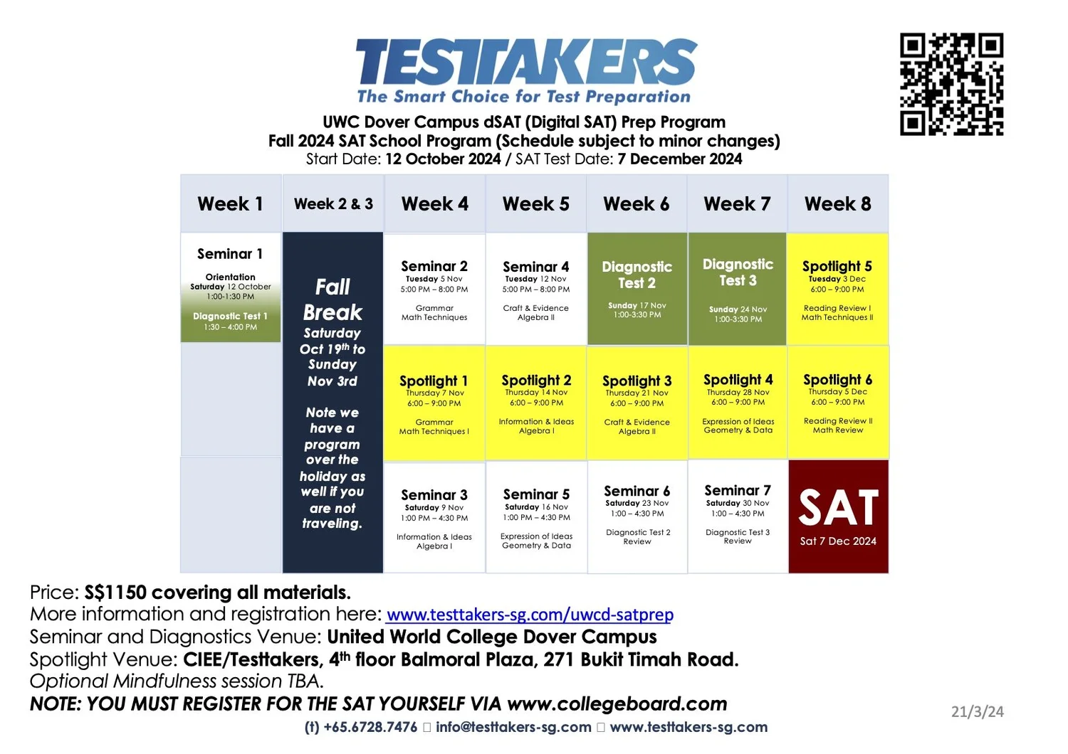 UWCSEA Dover SAT Prep Program