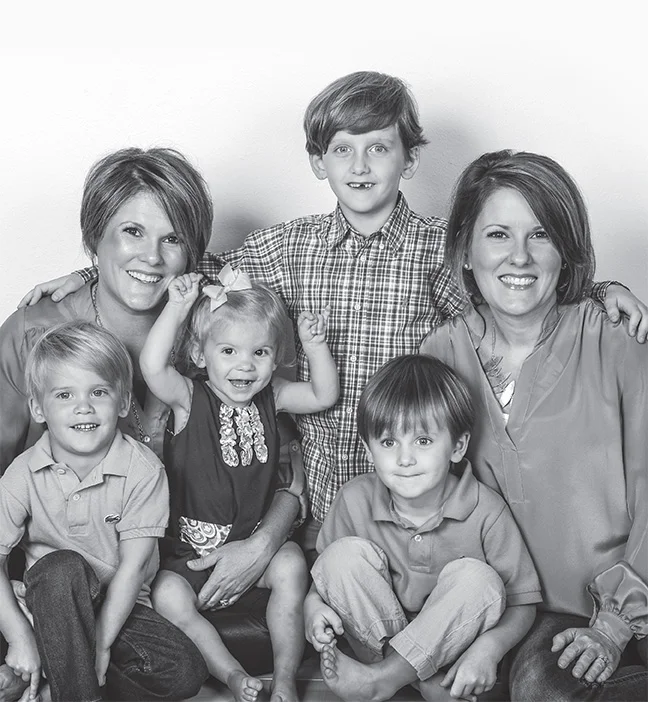 From left, Sarah Adams with children 3-year-old Burke and 19-month-old Winnie, and sister Britney Spees with her children, 7-year-old Silas and 3-year-old Abe. | Photo by Dixie Knight