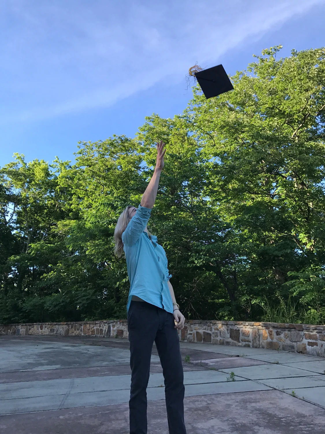 My oldest son feeling a little post-graduation joy.