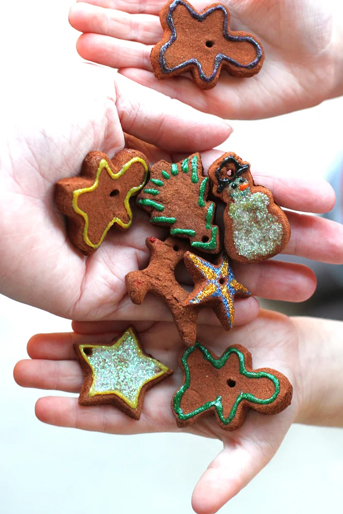 We can’t let the season pass without making cinnamon clay ornaments to give away. They smell wonderful for years and make great teacher gifts, especially when paired up with kid-made cookies.