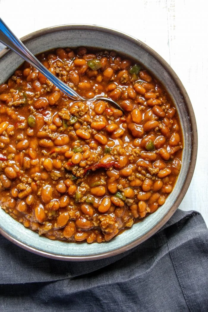 I like to have something warm and comforting prepped for dinner. One of our favorites is my mom’s “campfire beans.” It’s a sweet and savory alternative to chili that is wonderfully kid-approved.