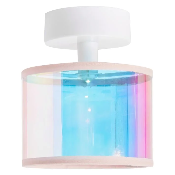 An iridescent light feature makes your space feel like home by giving some warmth to a metal locker.