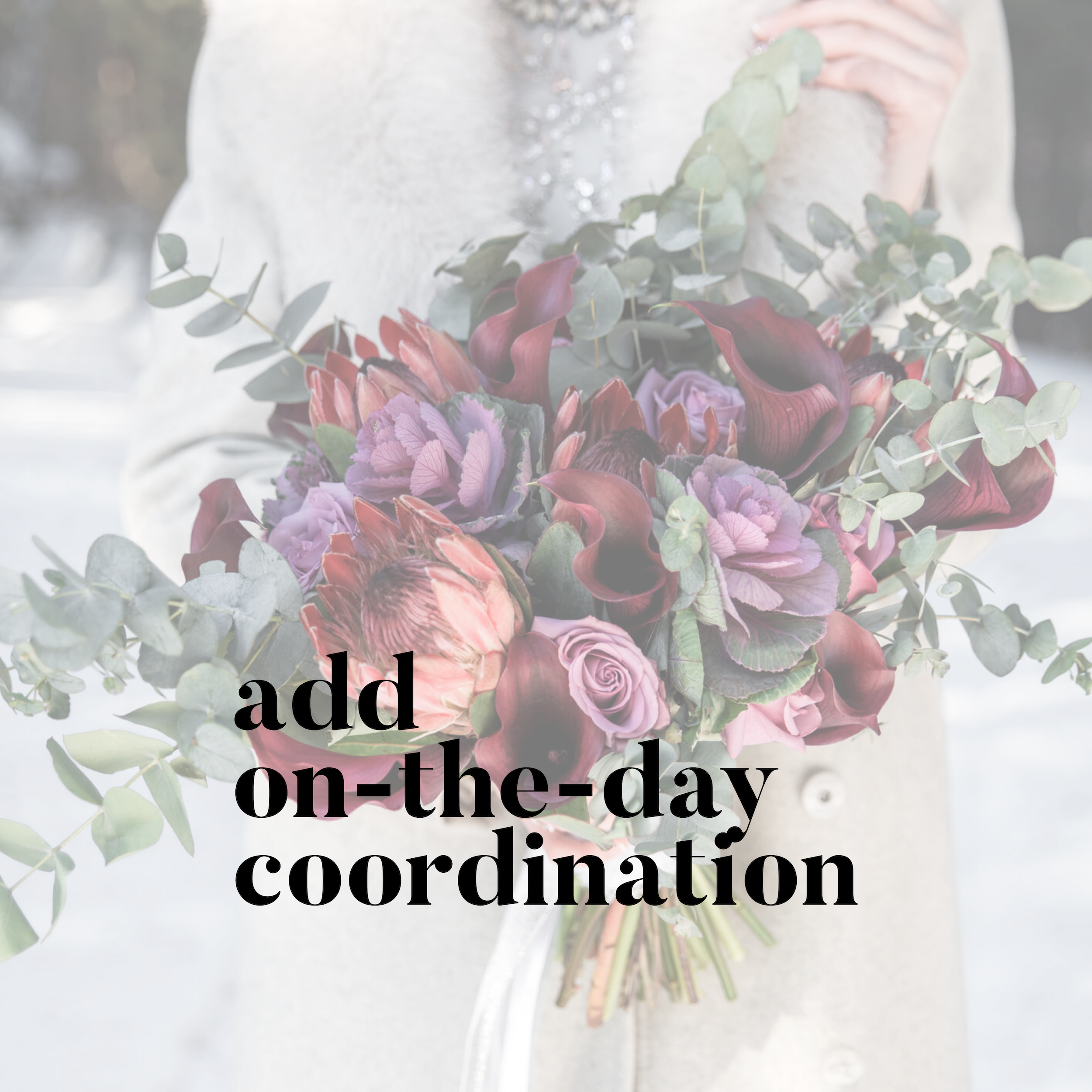 Add on the day coordination for weddings—seamless management ensuring your event flows perfectly from start to finish