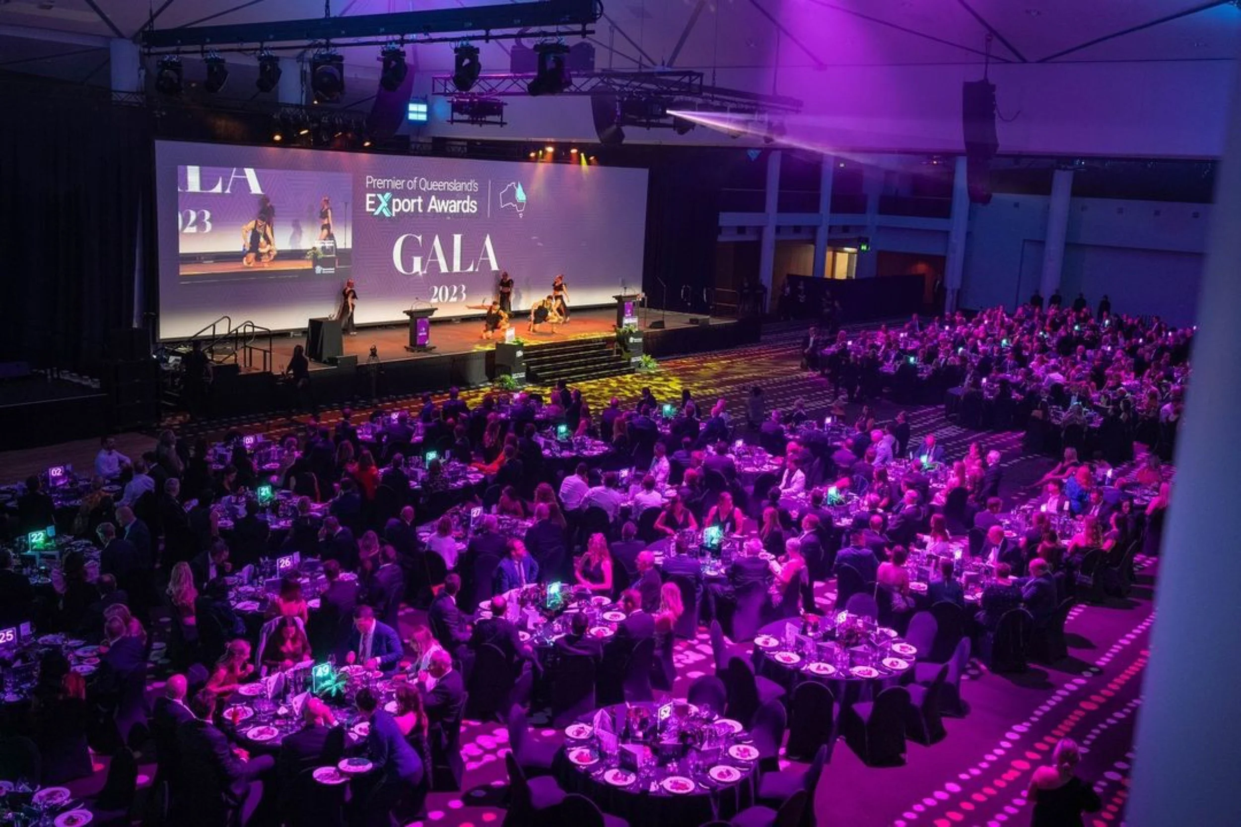 Malibu Crew providing upscale entertainment at the Premier’s Export Awards—dynamic live set with sax, DJ, and musicians for Australia’s premier export celebration.