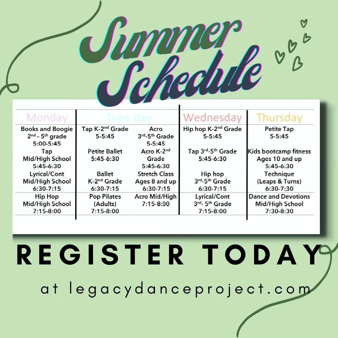 NEW DANCE SCHEDULE for summer '23
Register today for summer and fall classes.
Fall schedule coming soon with your confirmations! #ldptribe #itsbeginningtolookalotlikeanewstudio #newbeginnings #newchapter #changeofscenery #yearninelookingfine