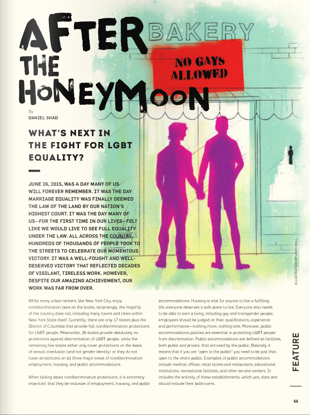 Client: NYC Pride Project: Illustration to accompany the cover article for the annual NYC Pride Guide (circulation of 100,000).
