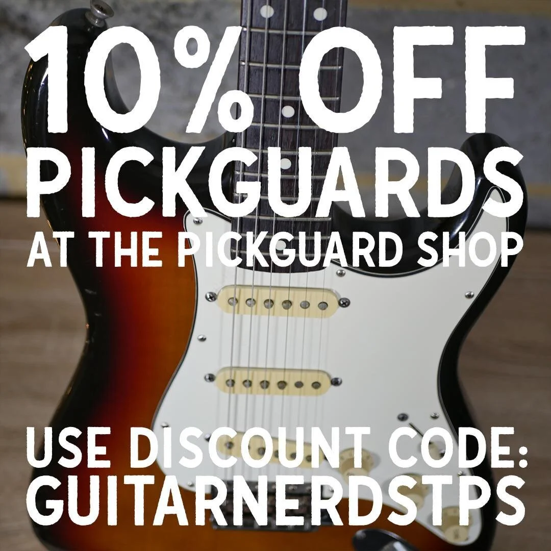 GUITAR NERDS LISTENERS NOW GET 10% OFF ALL PICKGUARDS FROM @pickguardshop⁠
⁠
Use discount code: GUITARNERDSTPS at the checkout.⁠
____________________________________________⁠
#guitarist #guitarlove #fender #gibson #guitarsofinstagram  #guitarporn #ro