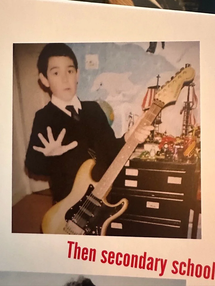 My sister dug up some old photos of my first guitar... a Floyd (copy) loaded Hohner Strat...

...let me tell you, having the first guitar you learn to restring being a Floyd Rose equipped instrument is enough to make anyone quit!

(also, that's not a