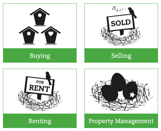Website graphics / buttons for Habitat Property Management.