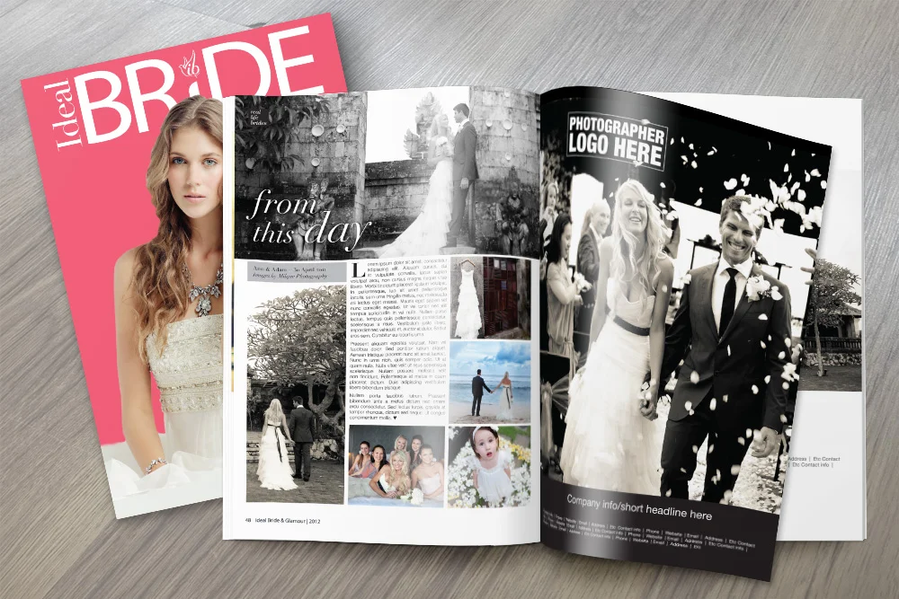 Sample 'Real Life Bride' spread for Ideal Bride & Glamour, 2012.