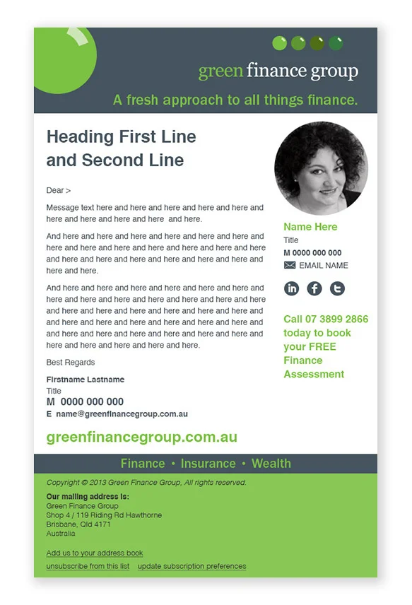 Fully editable HTML email template.