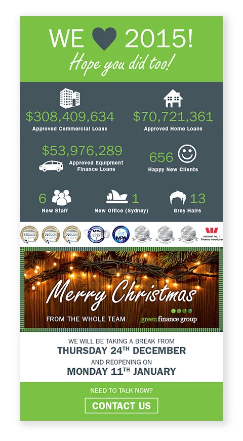 Green Finance Group graphics for Christmas e-news.