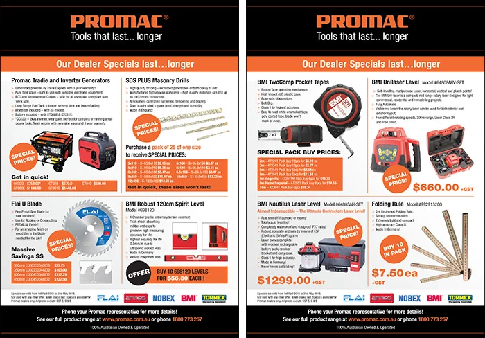 Double sided monthly specials flyer